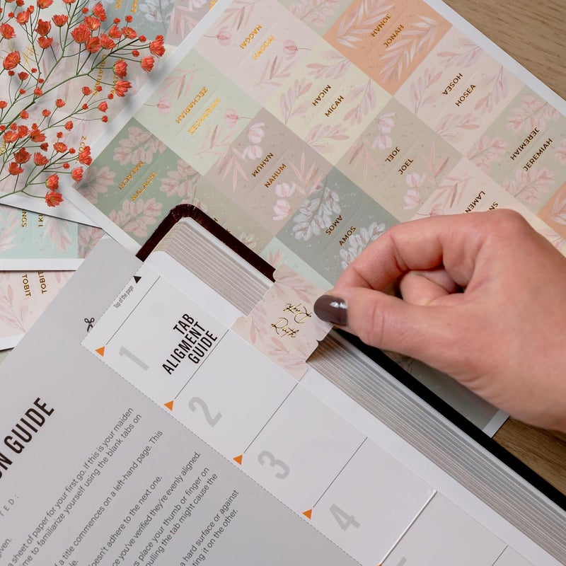OFFILICIOUS Floral Boho Bible Book Tabs – 100 Soft-Touch, Laminated Bible Tabs for KJV & Niv Bible – Durable Tabs for Bibles – Protestant & Catholic Bible Tabs Large Print – Pink Nlt Bible Tabs for Women & Men - Image 3